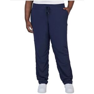 KIRKLAND SIGNATURE Women’s Active Pants 3X Blue Side Ruching Stretch Pockets NWT